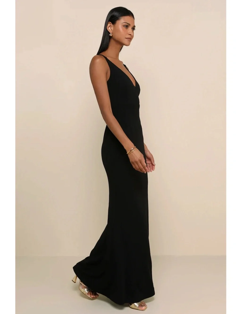 NWT Lulu’s Melora Black Sleeveless Maxi Dress Large Romantic Bodycon Party Chic
